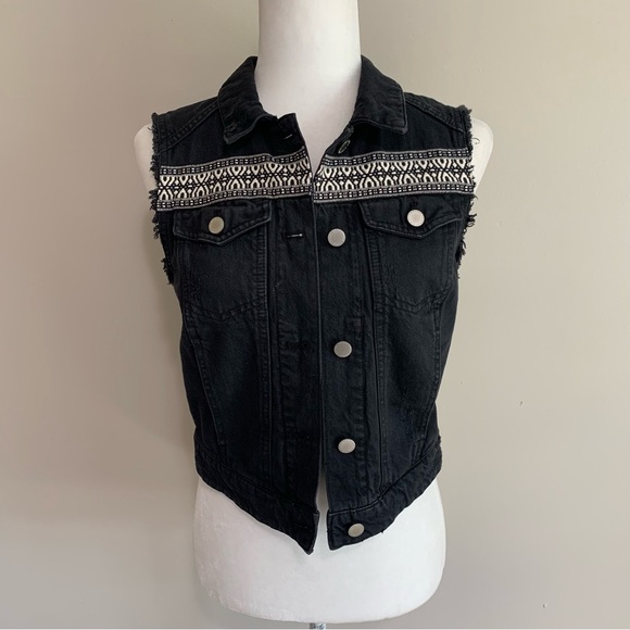 H&M Coachella Official Collection Denim Raw Hem Embroidered Vest - Picture 3 of 10